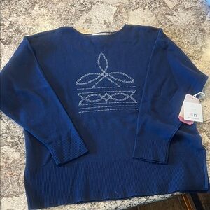 Elegant Navy Blue Crown Sweater